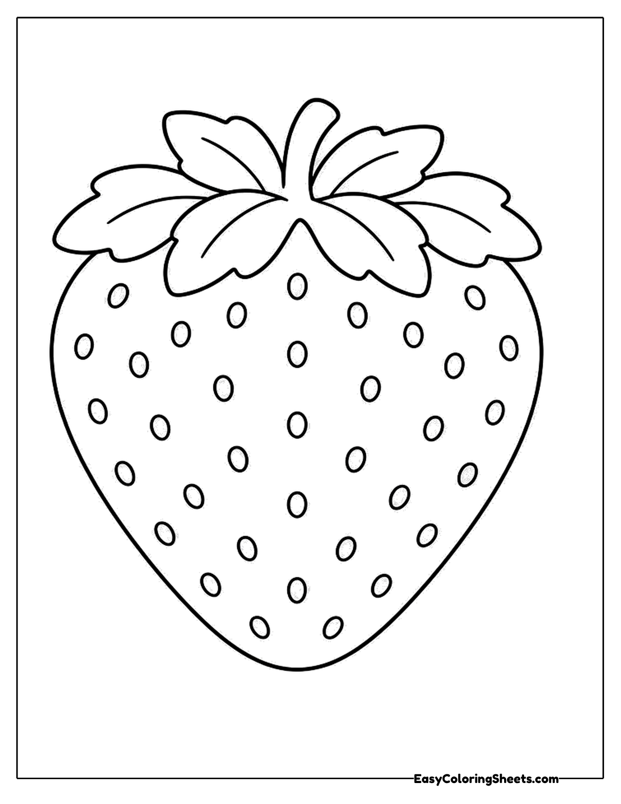 Large strawberry with seeds and a leafy top