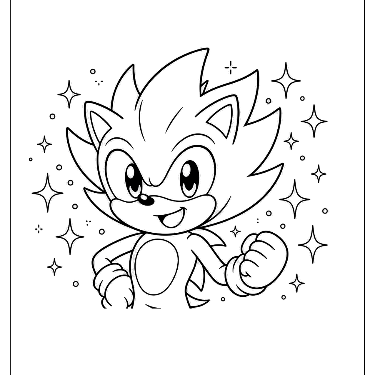 Spiky hedgehog hero glowing among sparkles