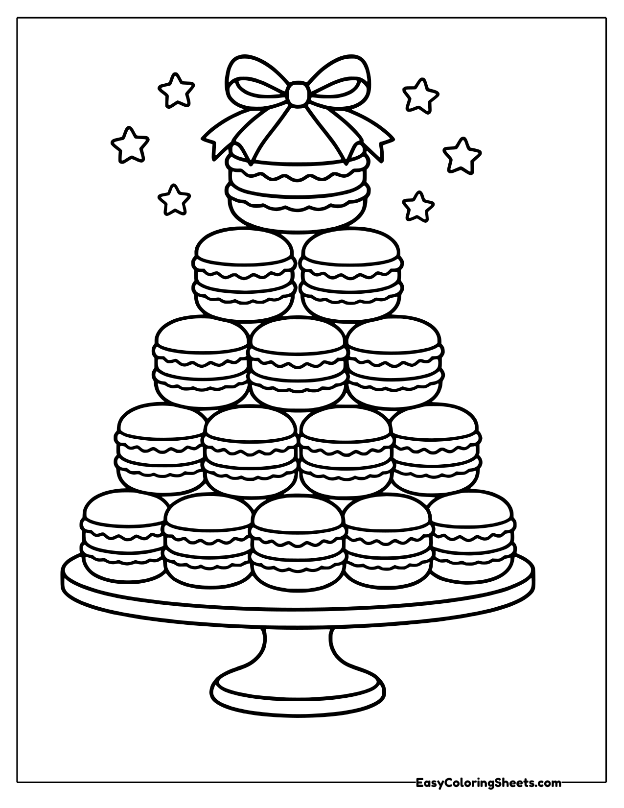 Macaron tower topped with a bow
