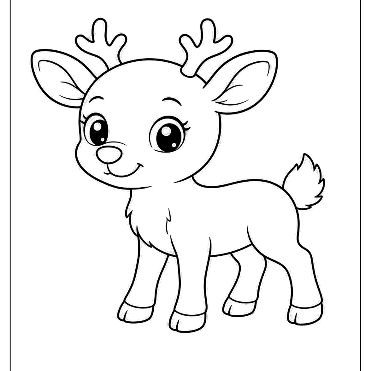 Baby reindeer with small antlers