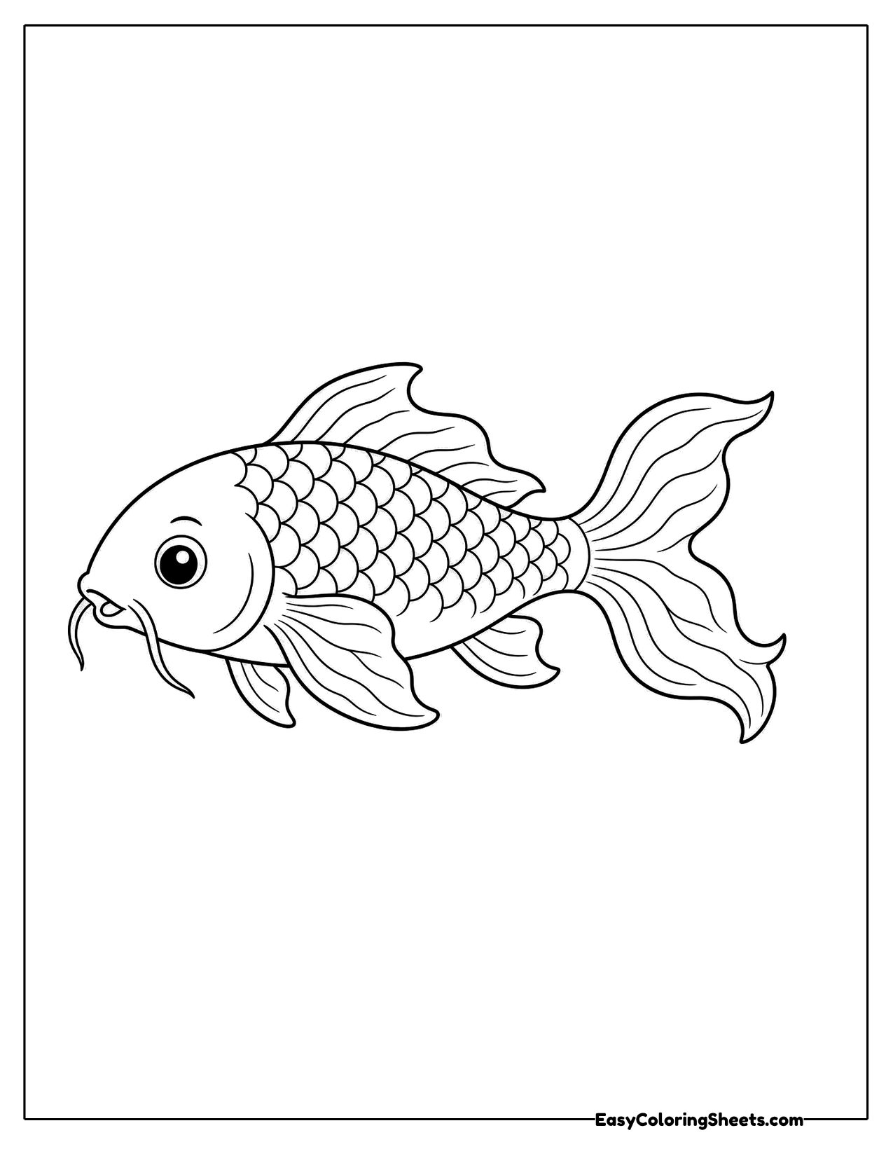 Koi fish swimming with flowing fins