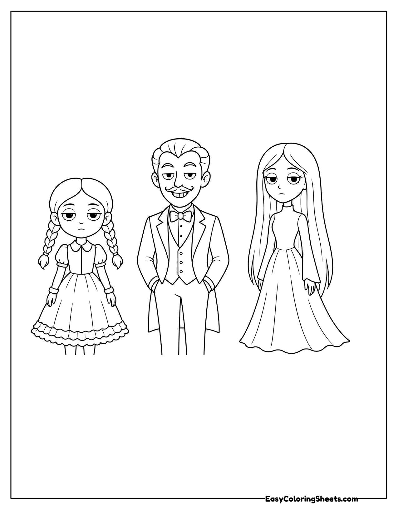 Three spooky-style friends standing side by side