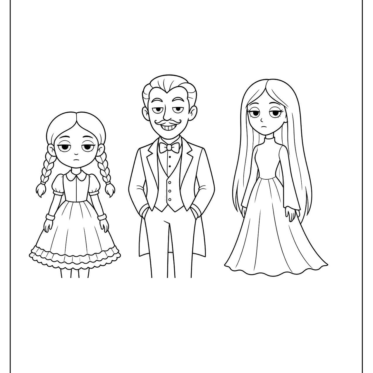 Three spooky-style friends standing side by side