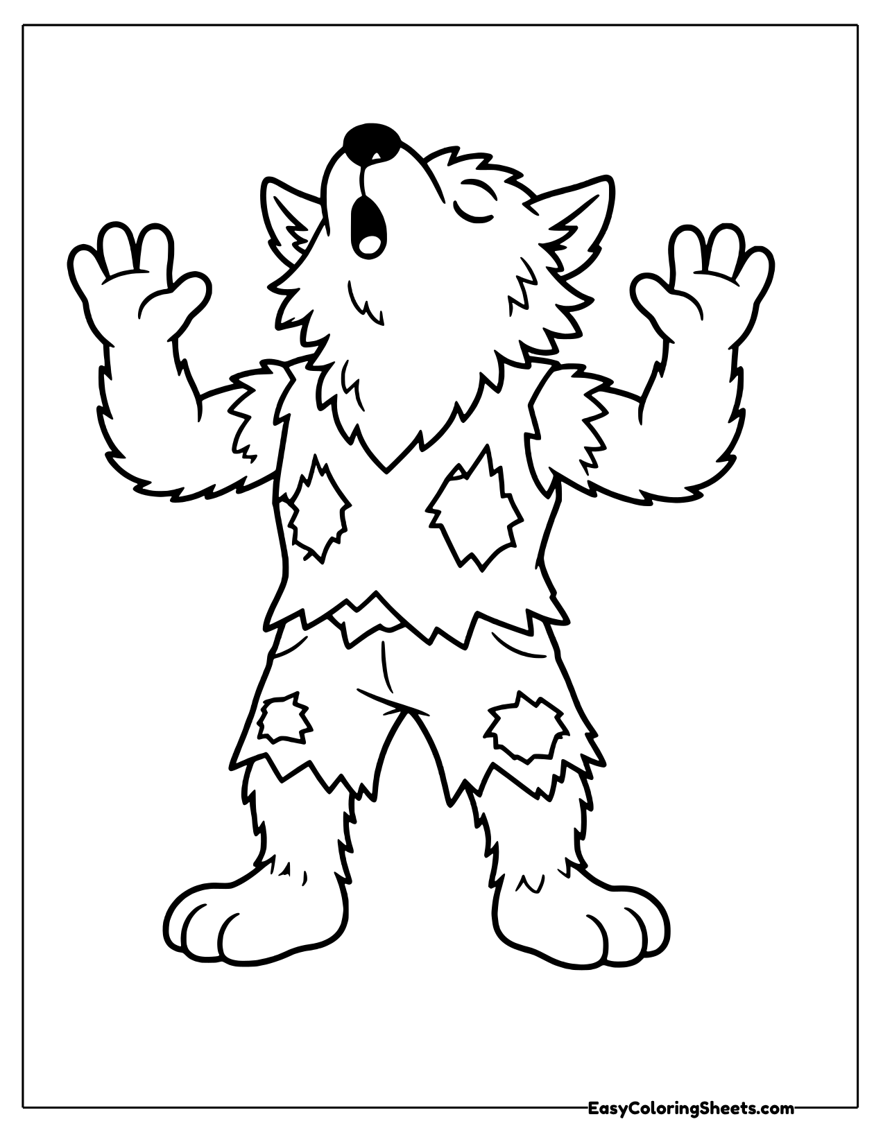 Werewolf howling with arms up
