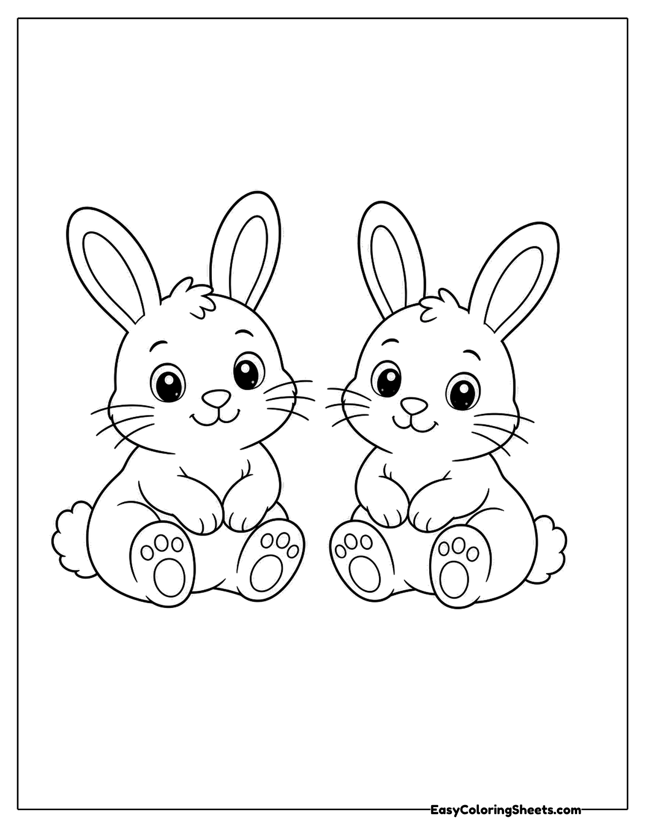 Two matching bunnies sitting side by side