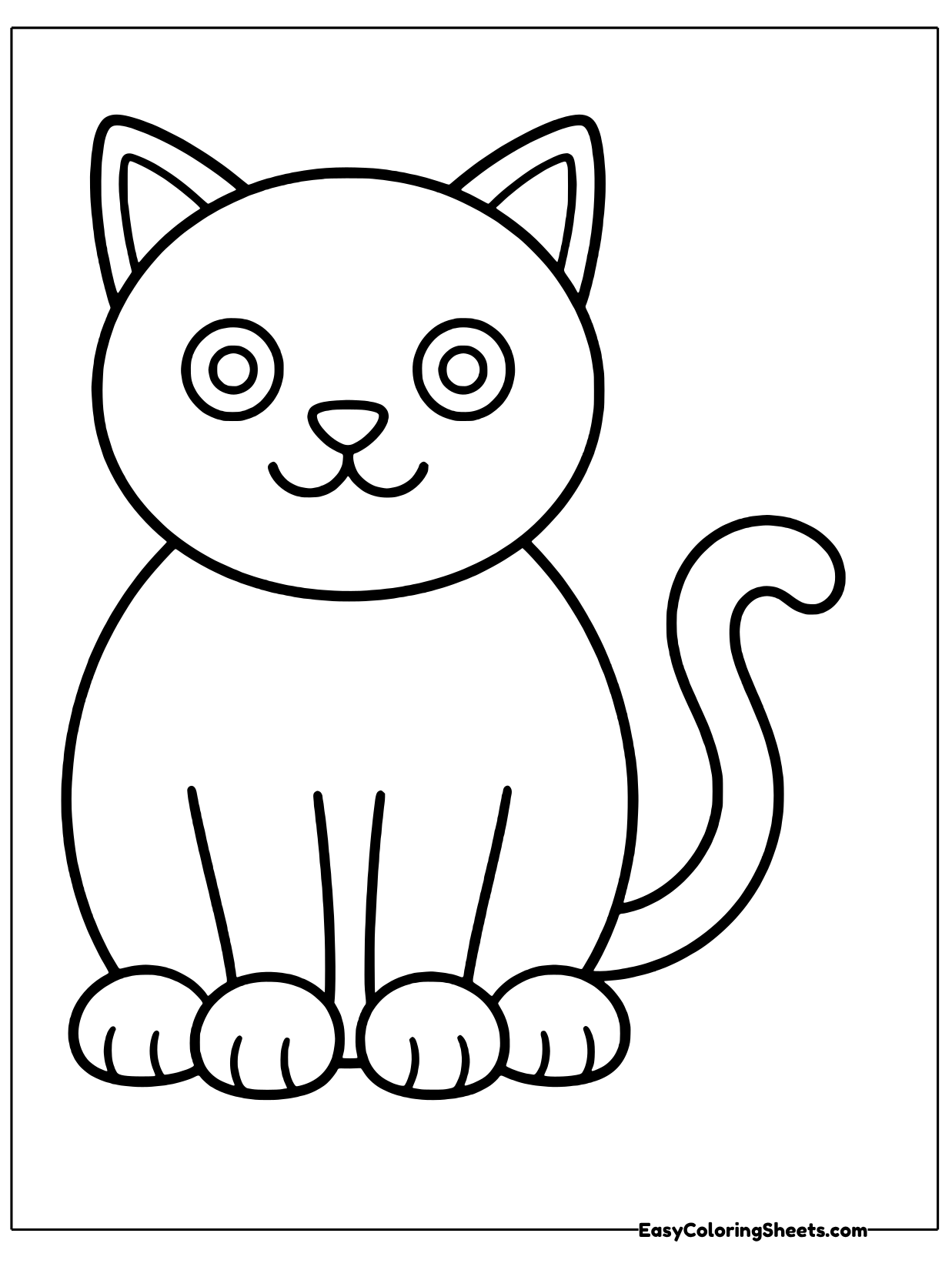 This sitting cat is a picture made from simple shapes.