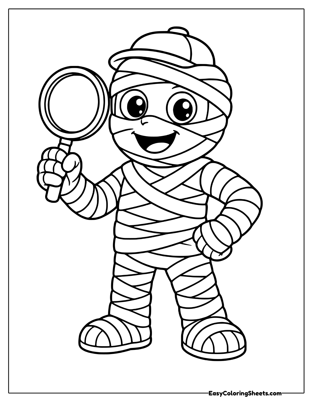 Mummy detective with a magnifying glass