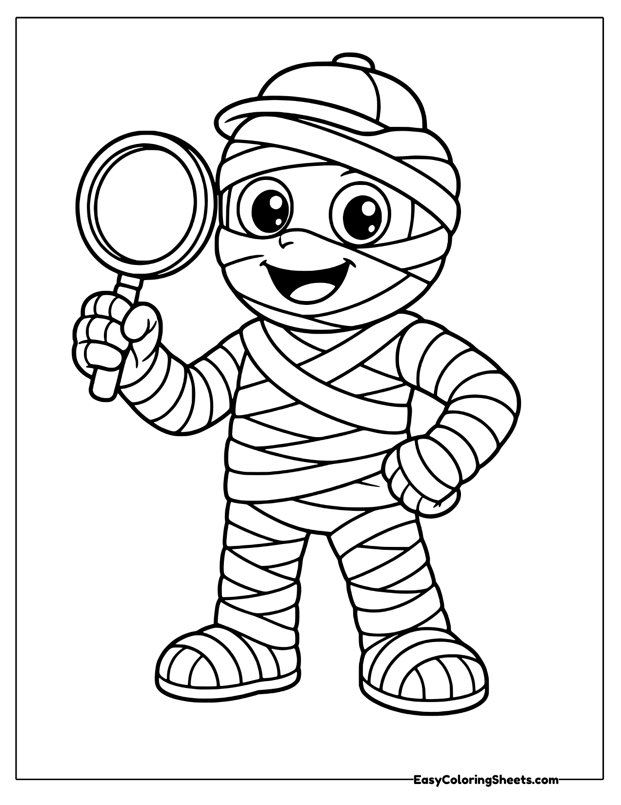 Mummy detective with a magnifying glass