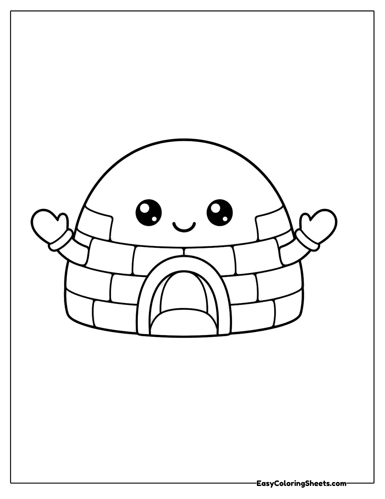 Smiling igloo character with little arms