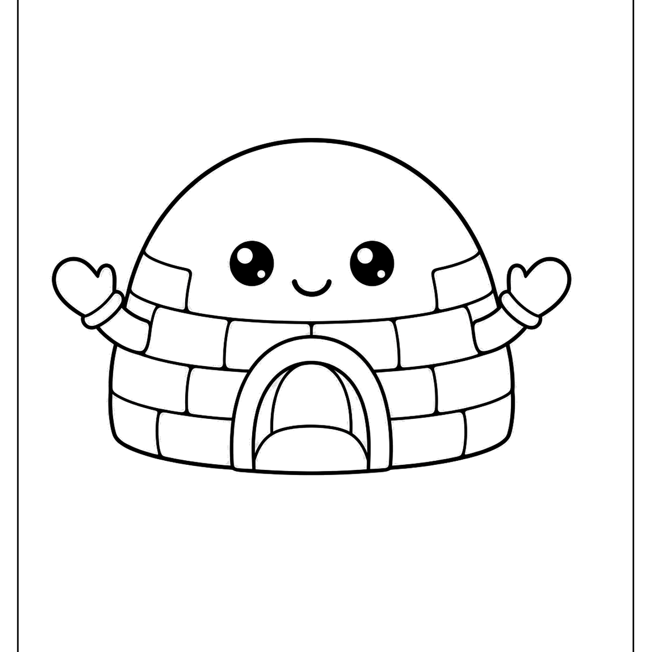 Smiling igloo character with little arms