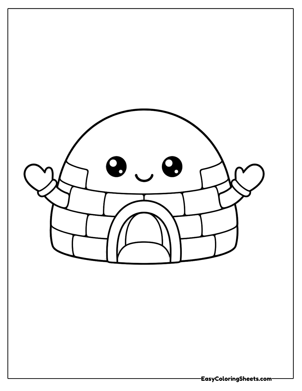 Smiling igloo character with little arms