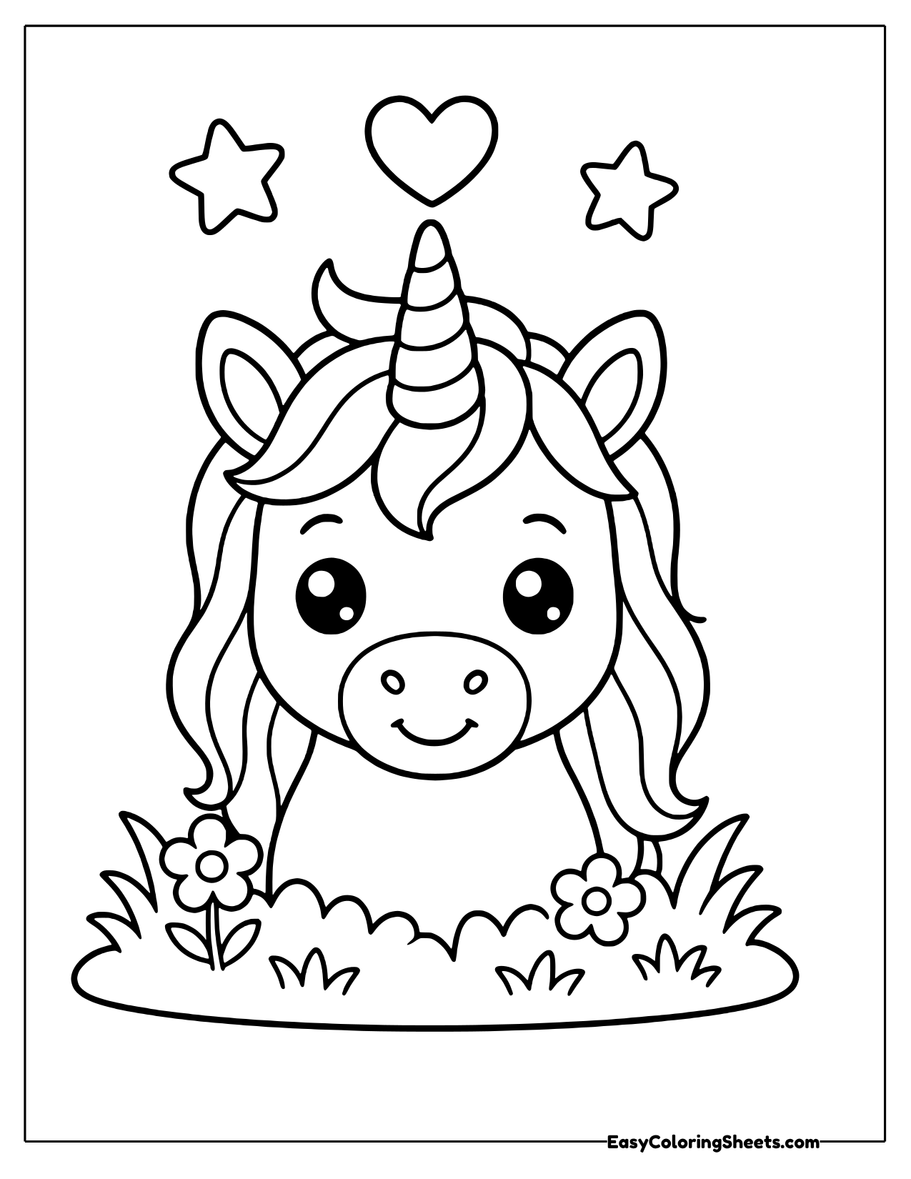 Unicorn face with its mane flowing upward