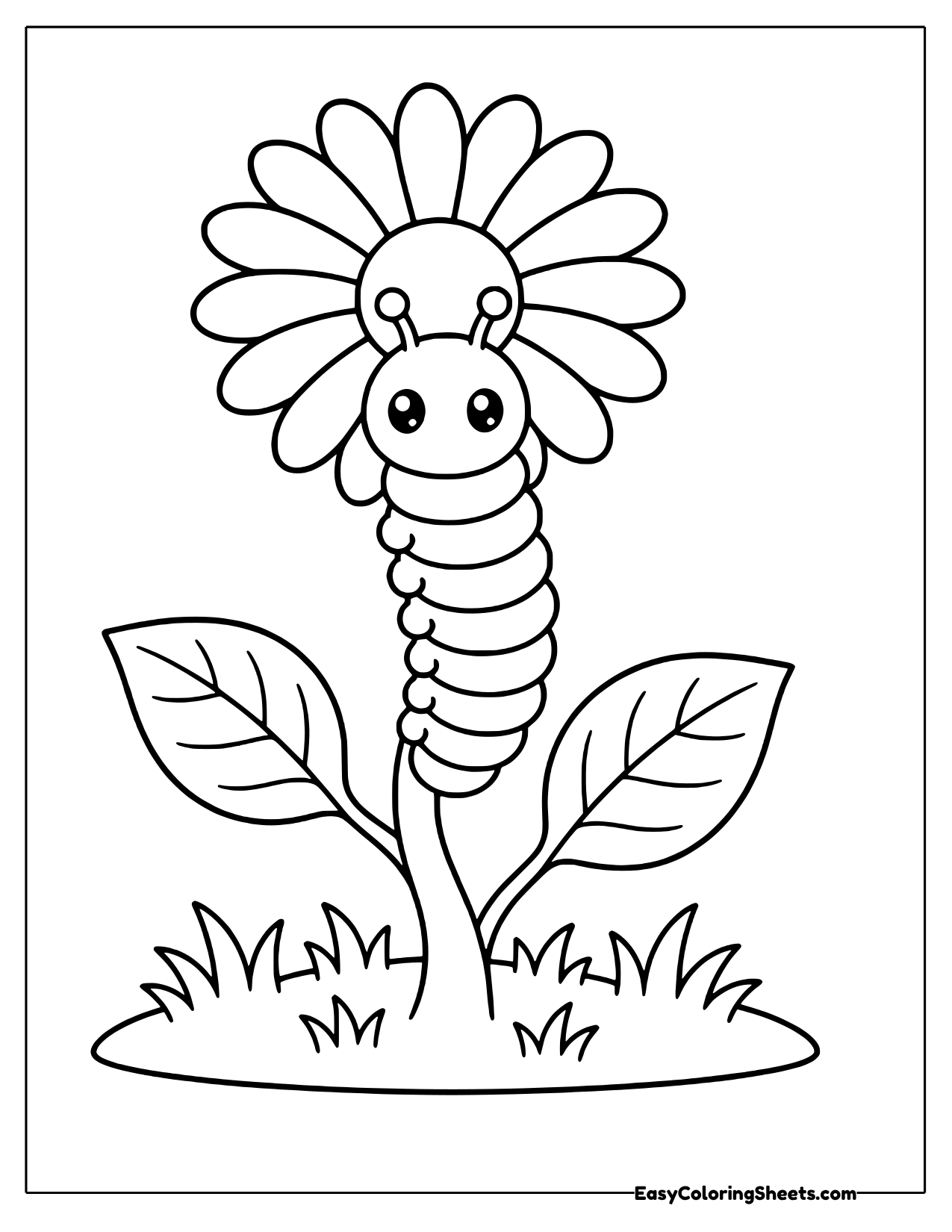 Caterpillar climbing a tall flower stem