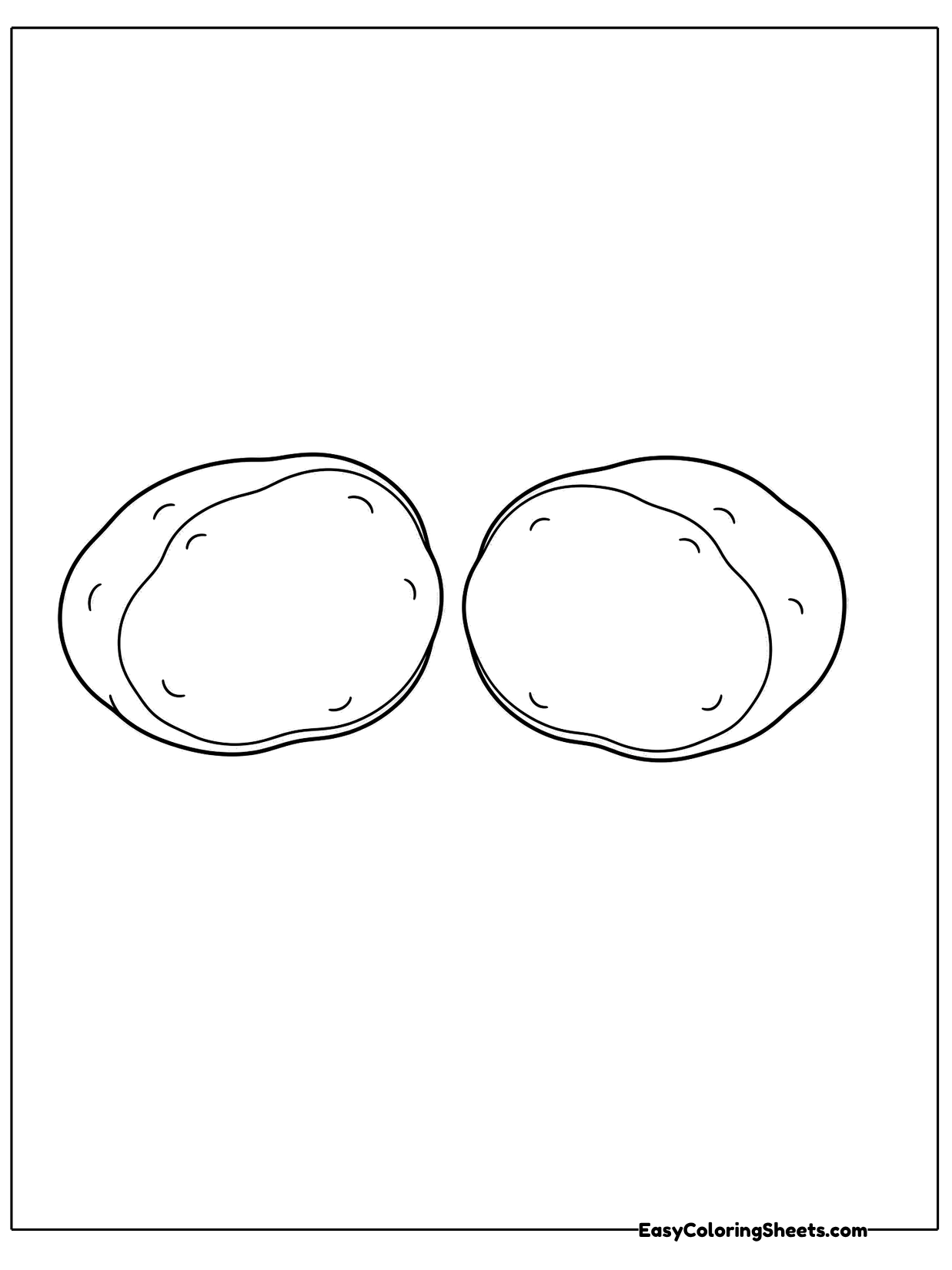 Two oval potato halves sit side by side with a pale outline.