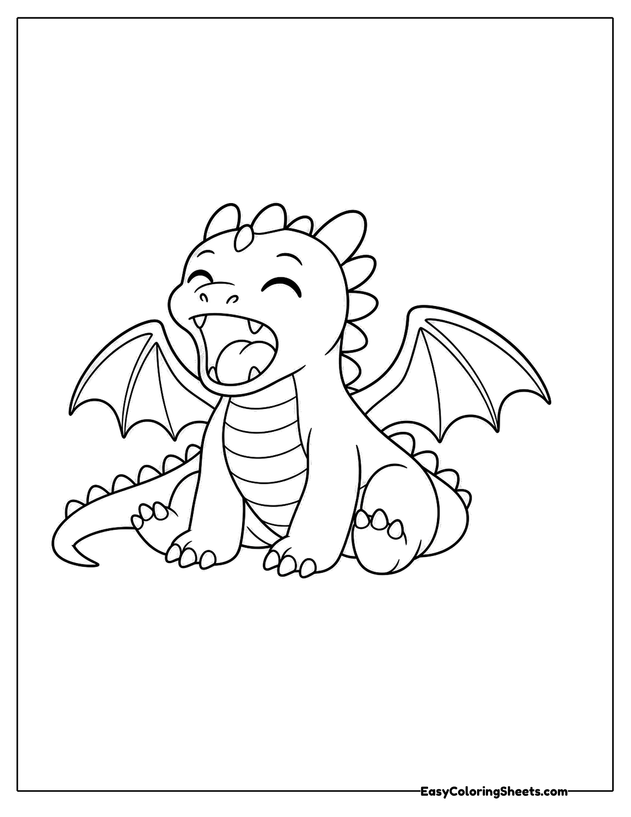 Yawning dragon with closed eyes