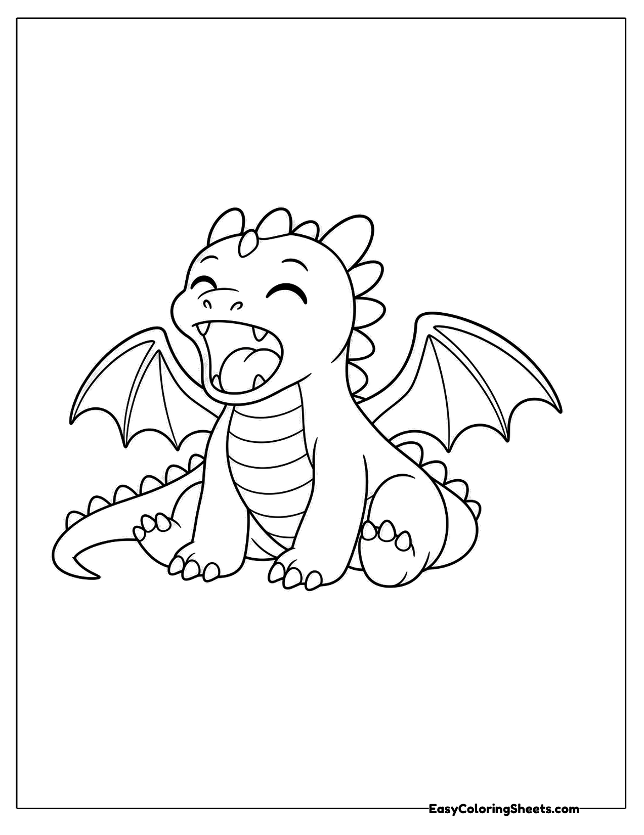 Yawning dragon with closed eyes