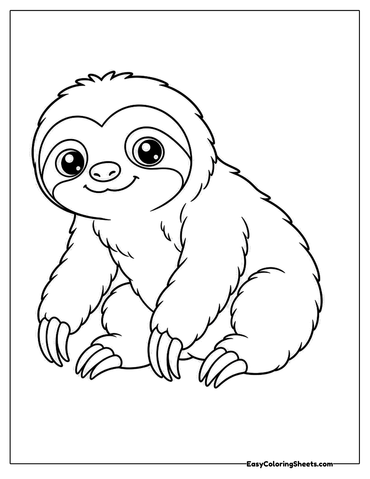 Cute sloth sitting with a big smile