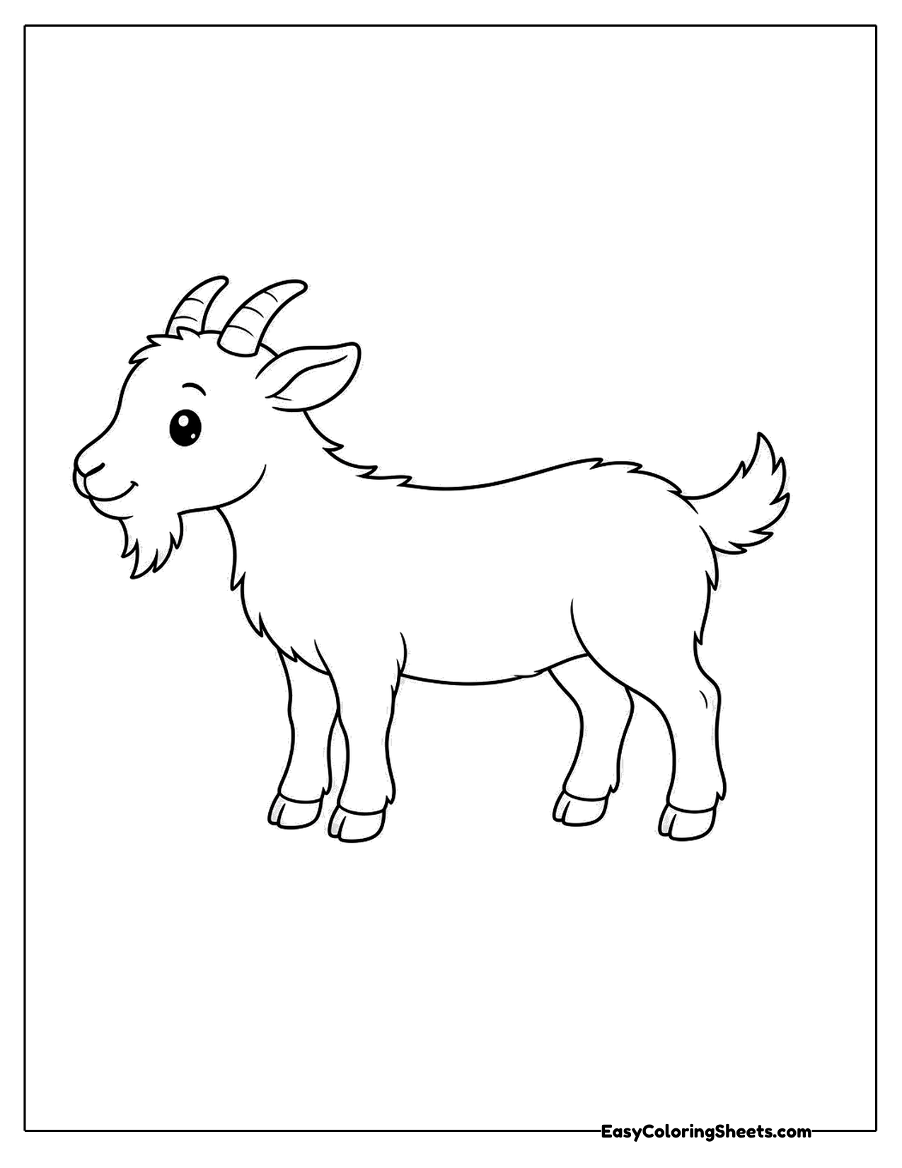 Simple goat standing in profile with a small beard