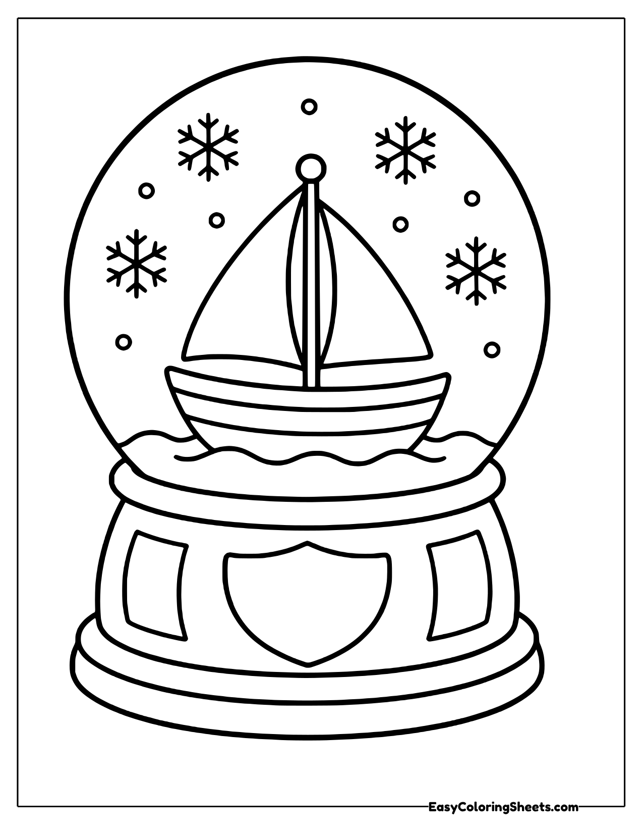 Sailboat inside a snow globe