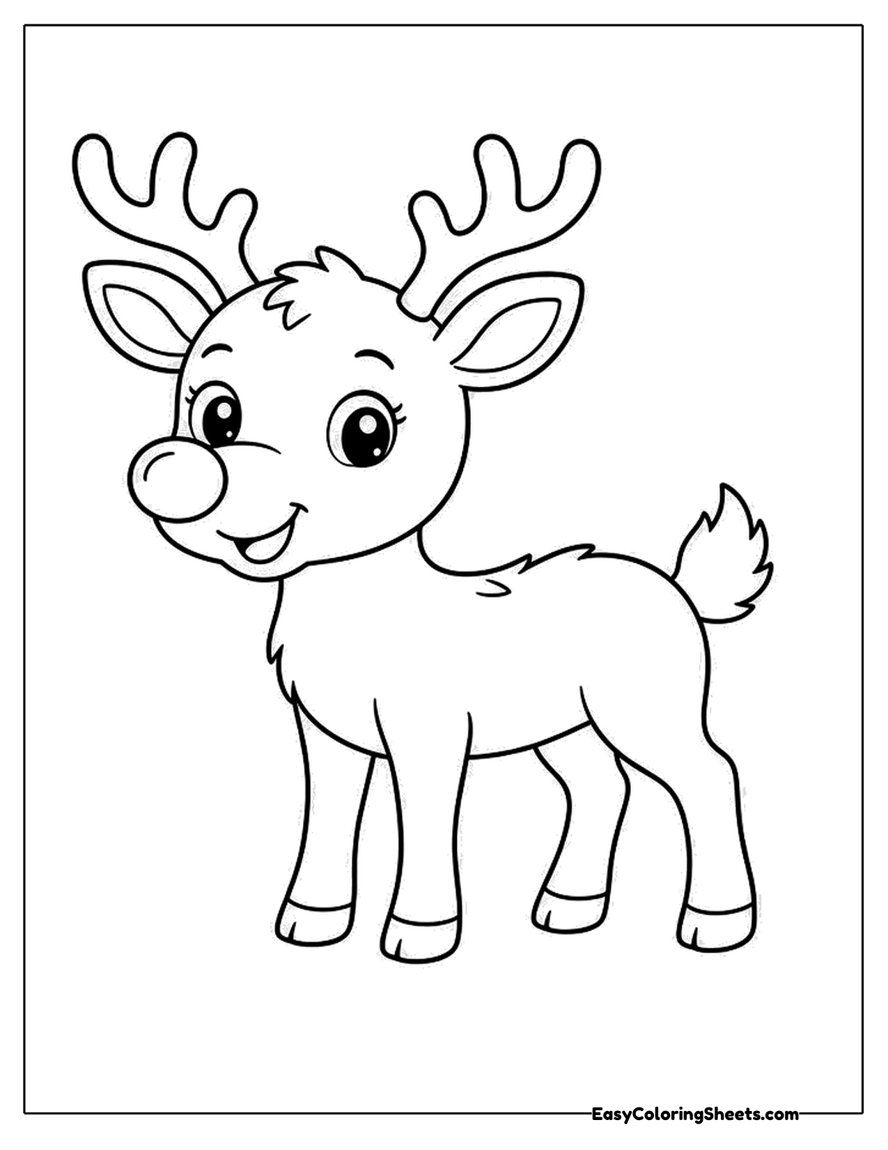 Little reindeer with a red nose standing
