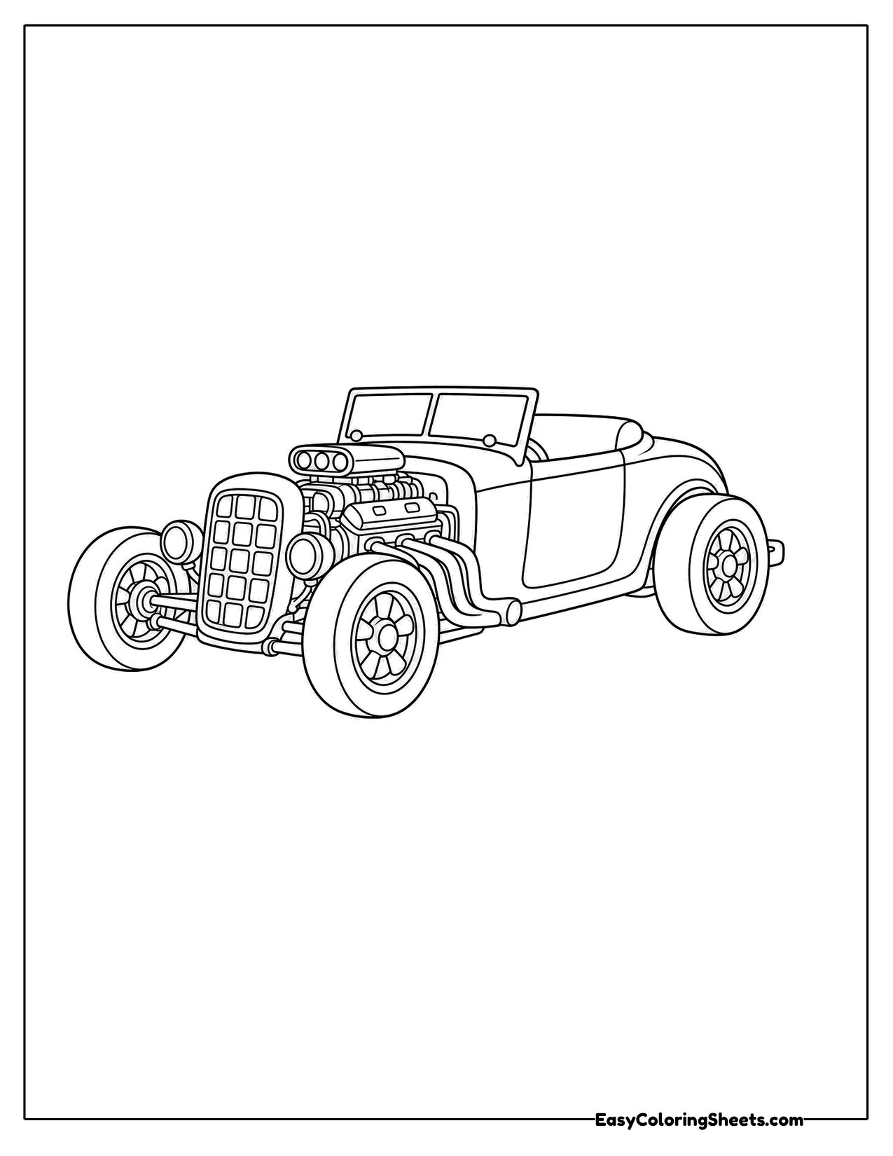 Classic open hot rod with big back wheels
