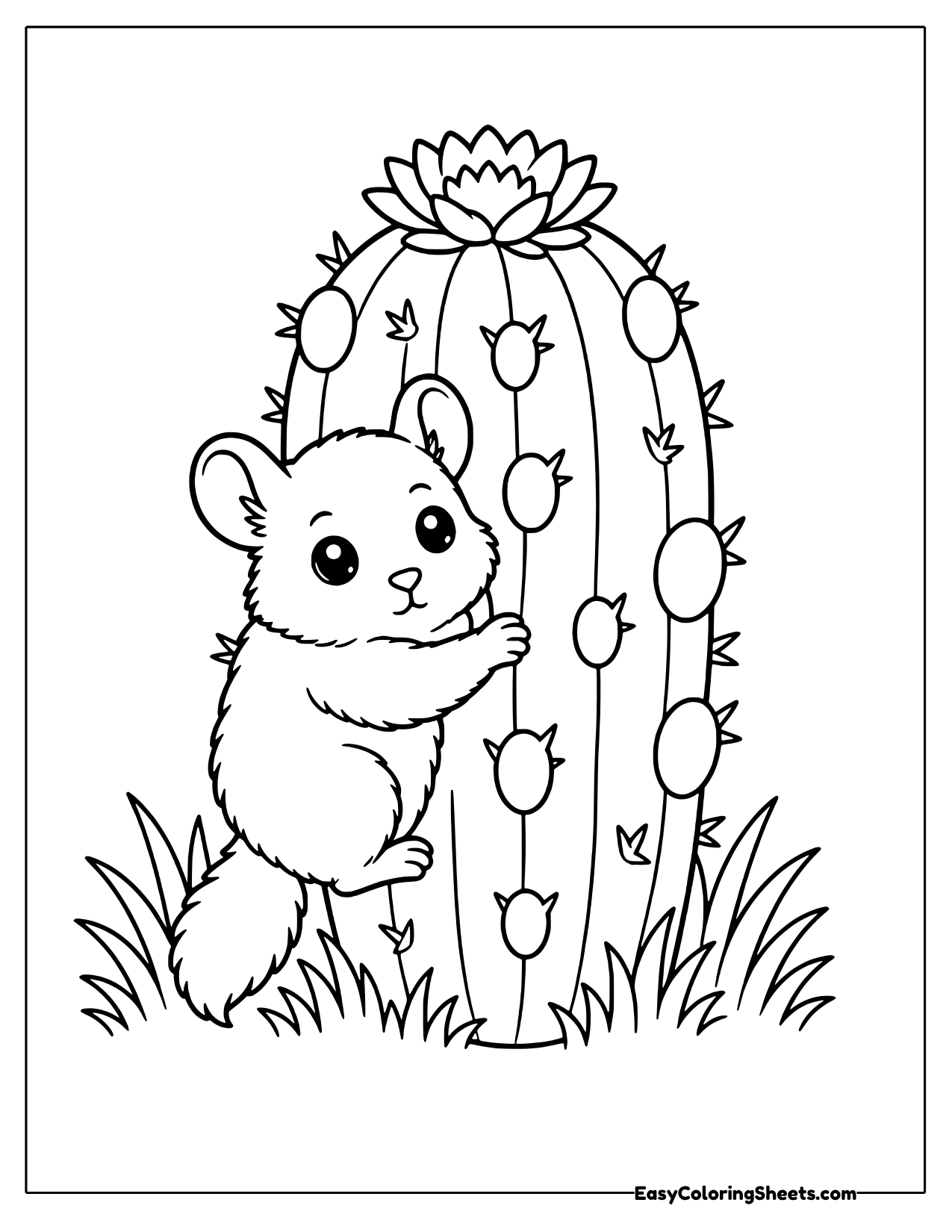 Chinchilla climbing a tall cactus