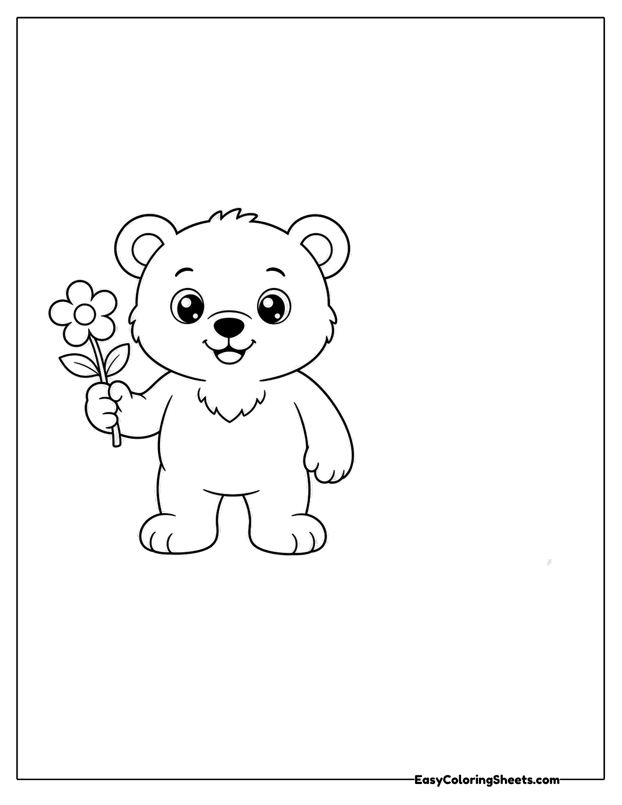 Little bear holding a flower