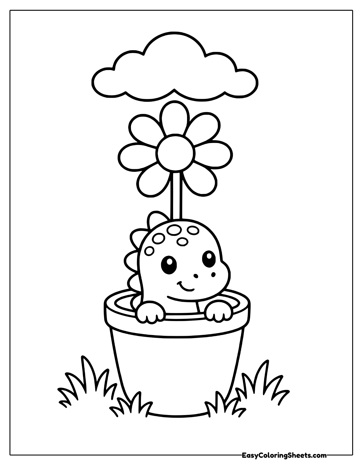 Little dinosaur in a flower pot