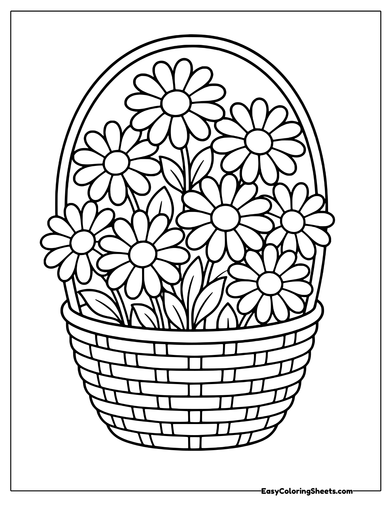 Basket overflowing with daisies