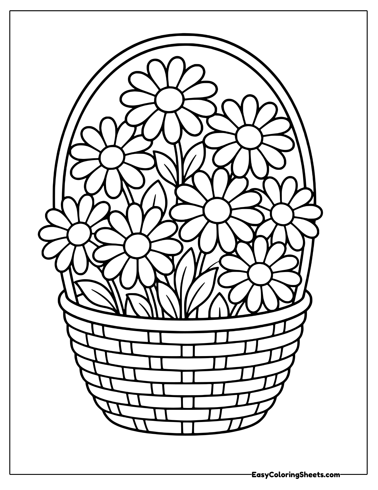 Basket overflowing with daisies