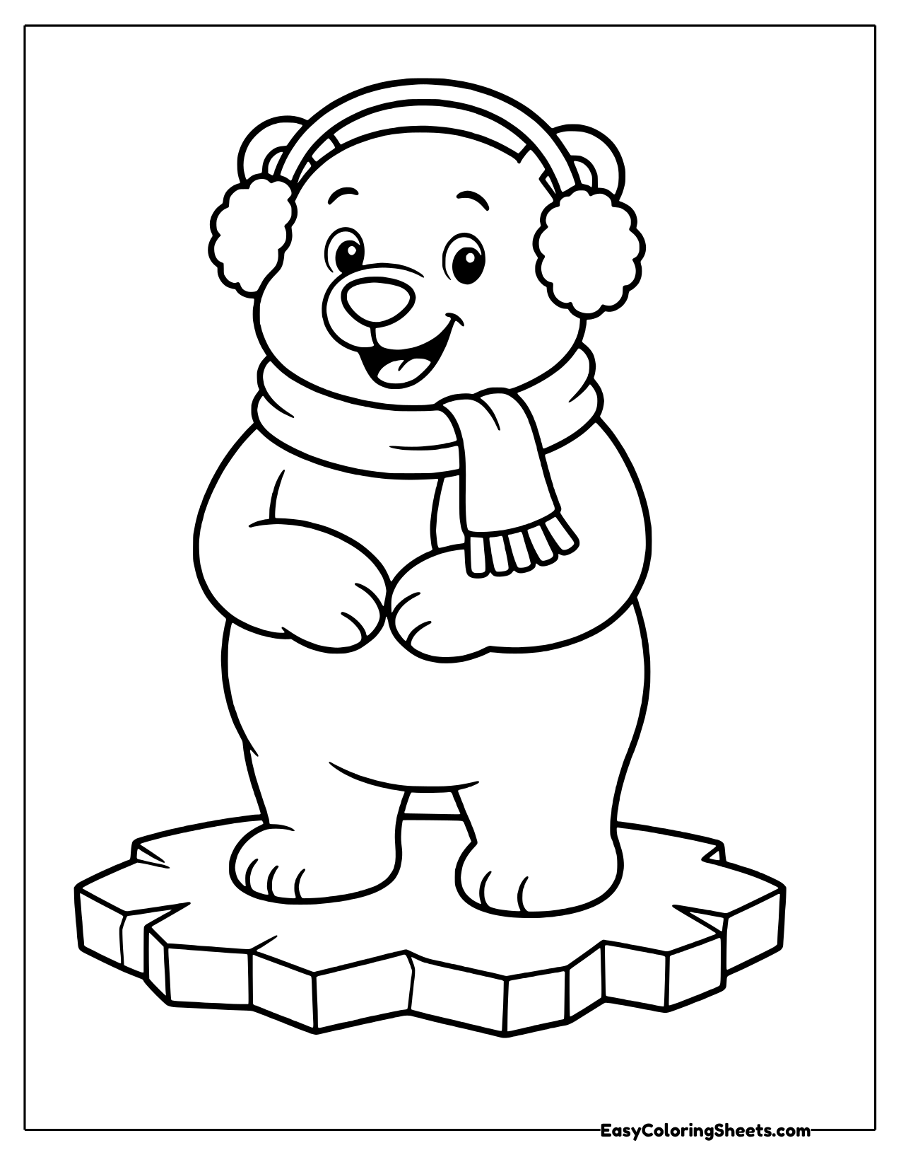 Polar bear in earmuffs and a scarf