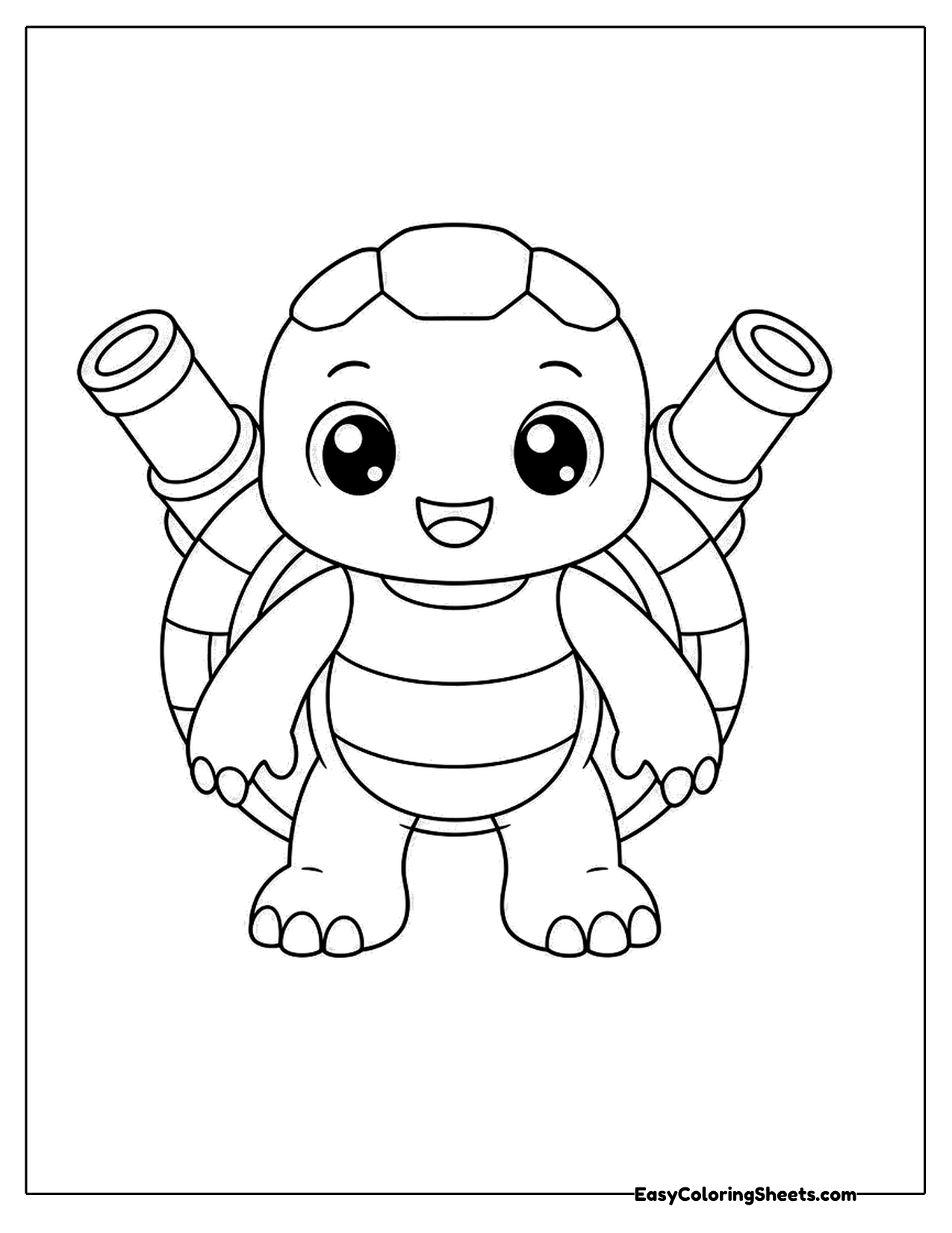 Cute turtle creature with shell cannons
