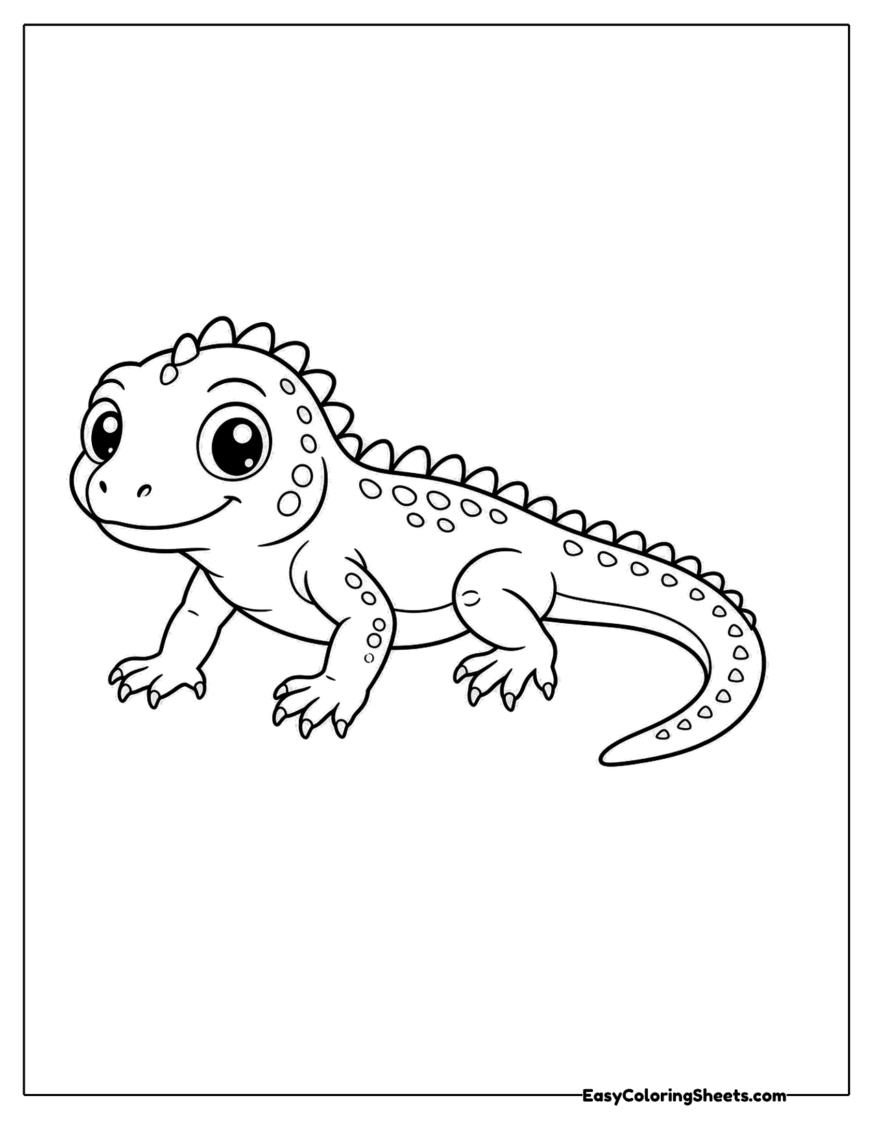 Young iguana crawling with a long striped tail