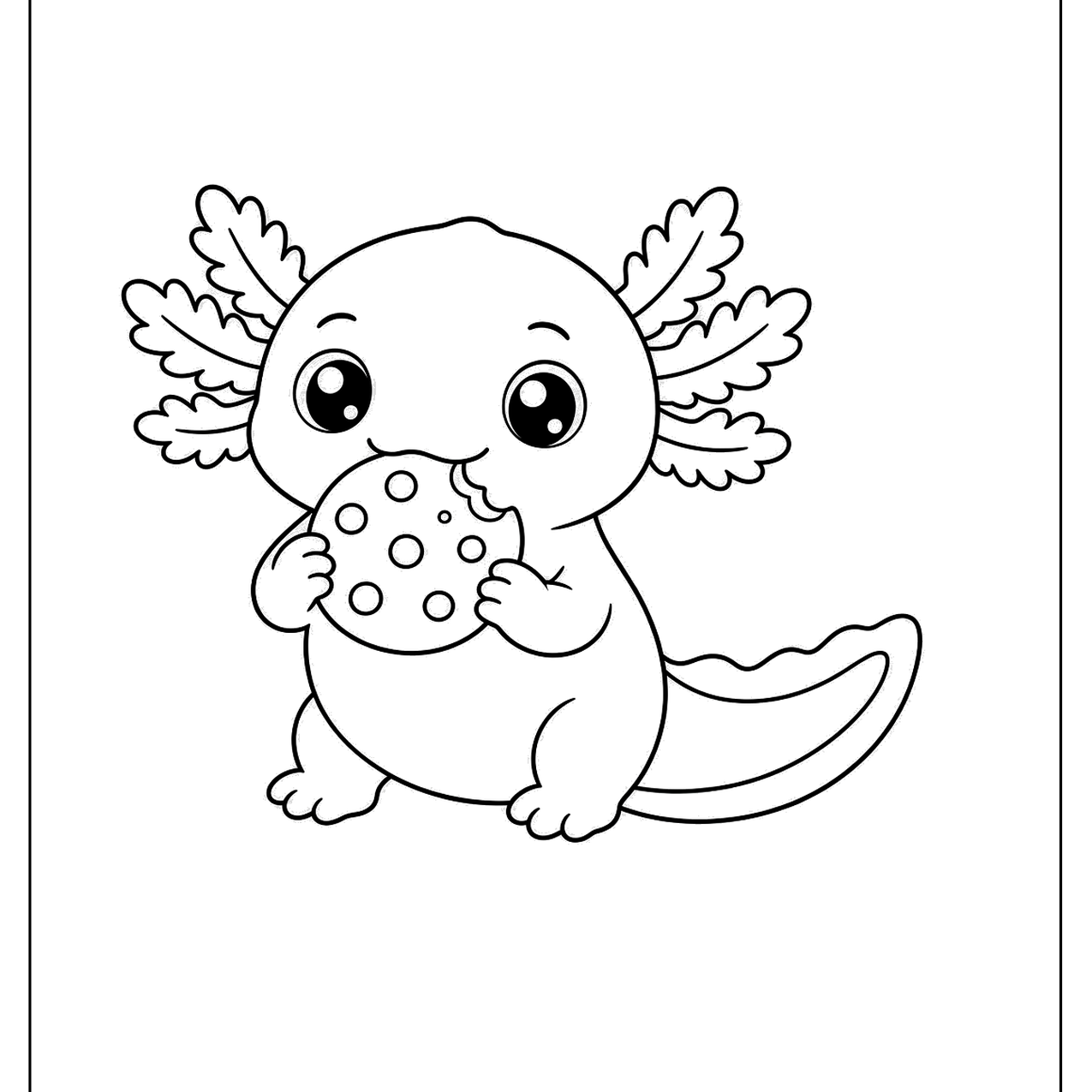 Axolotl nibbling a cookie