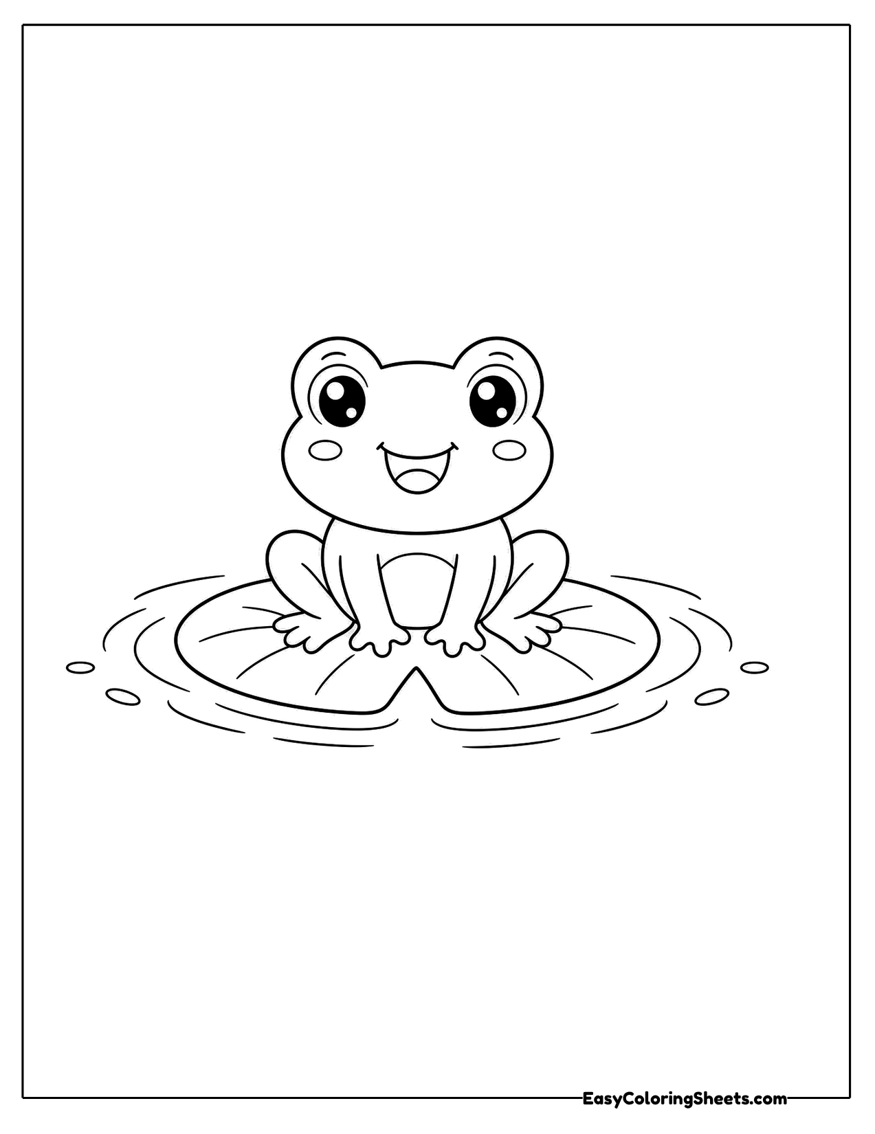 Small frog sitting on a lily pad floating in rippling water