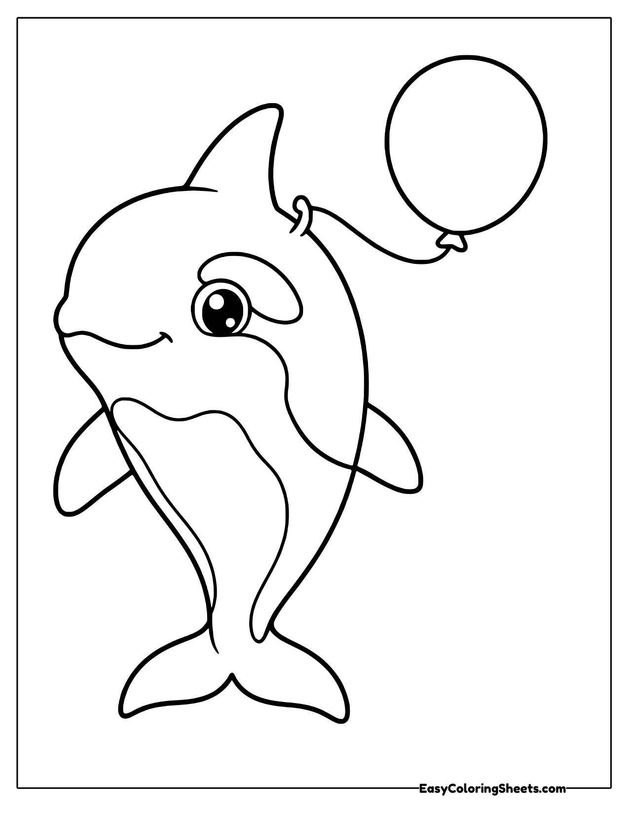 Orca holding a floating balloon