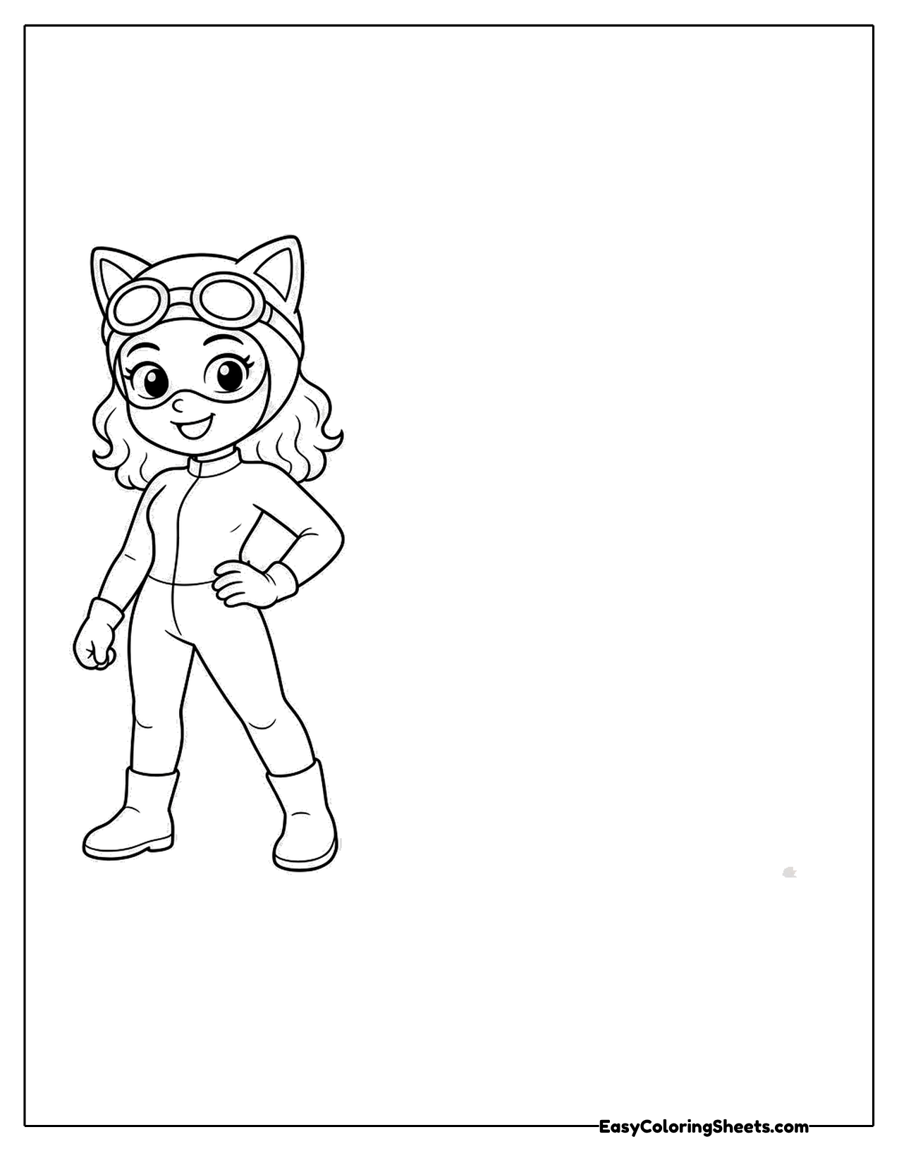 Small cartoon cat eared heroine standing