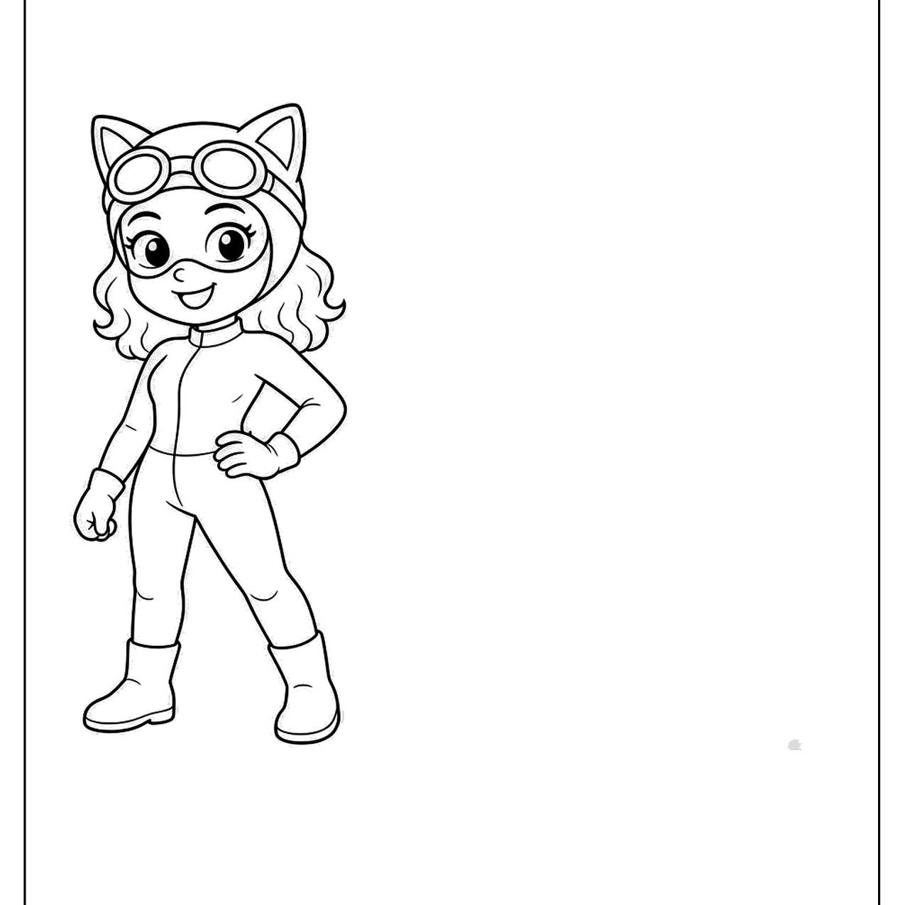 Small cartoon cat eared heroine standing