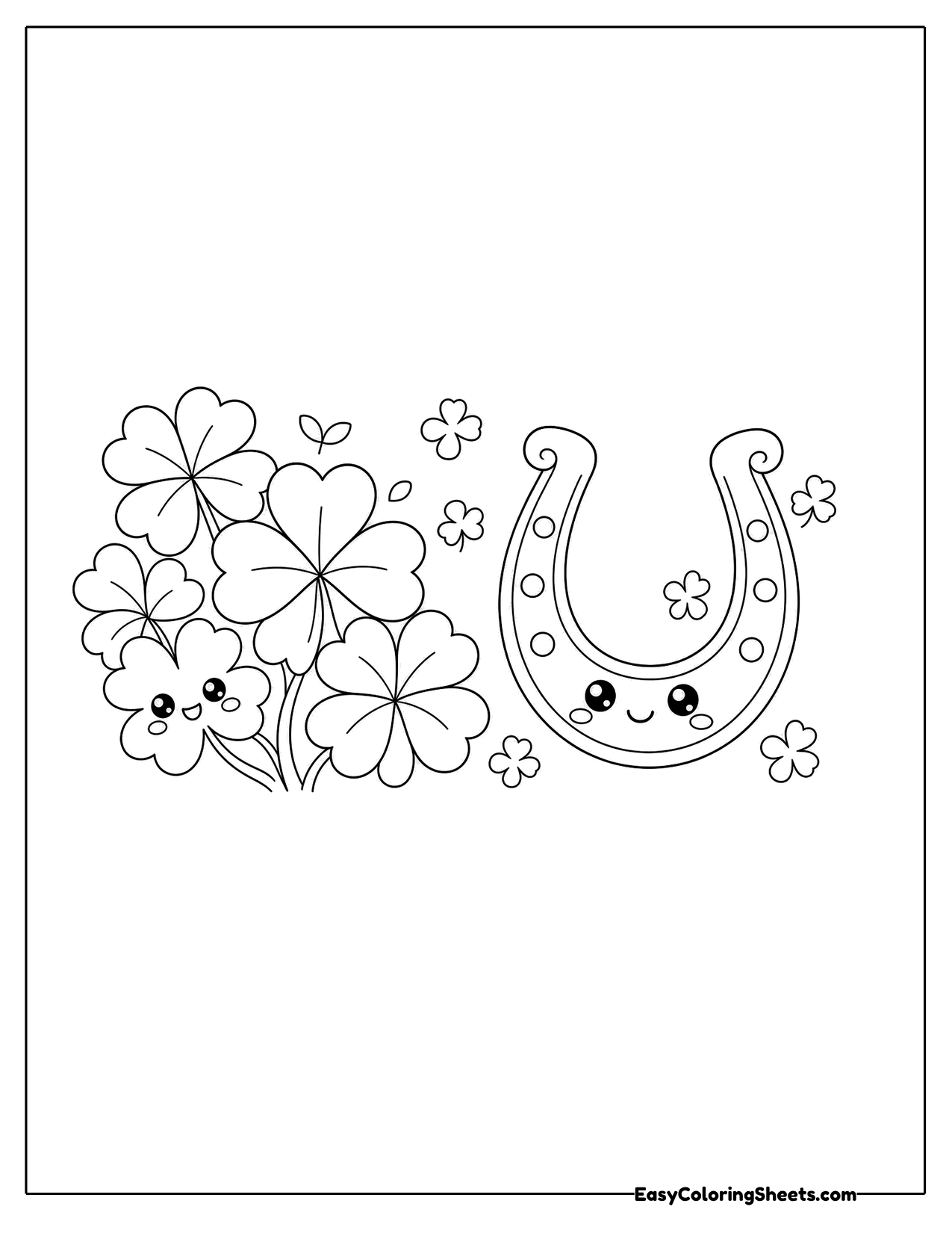 Clovers and a horseshoe with little coins