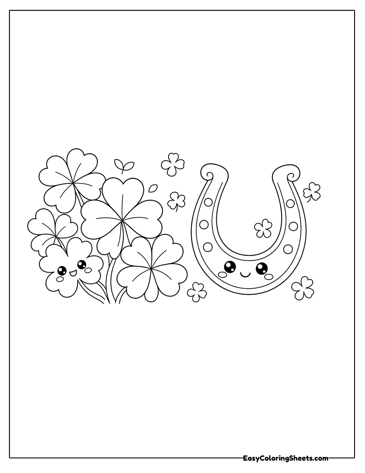 Clovers and a horseshoe with little coins