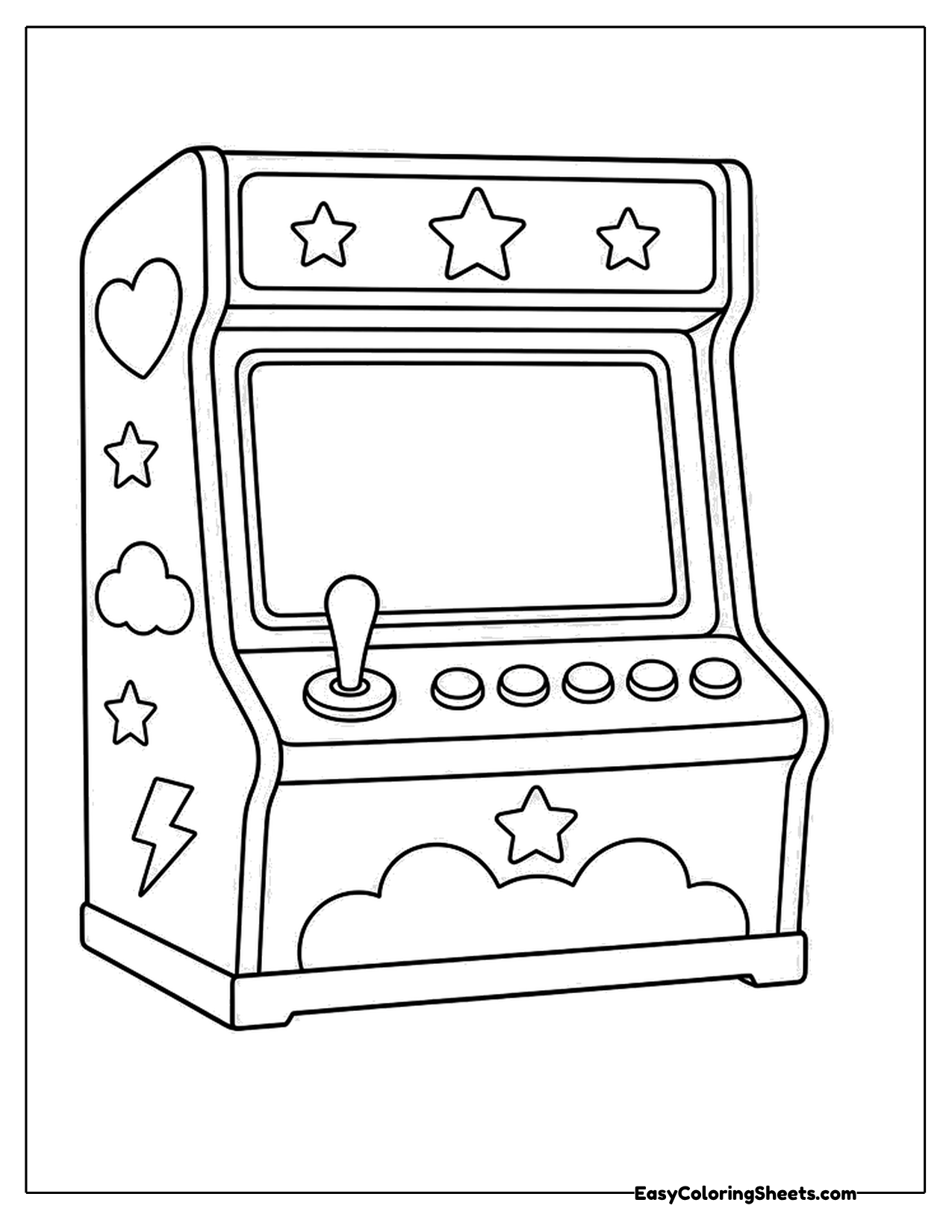 Arcade game cabinet with stars