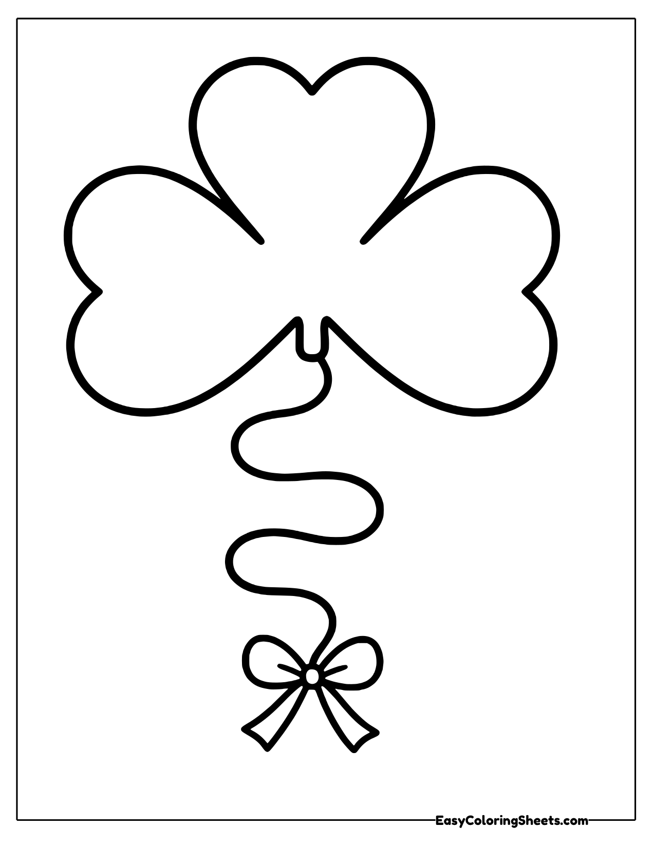 Three leaf shamrock balloon on a wavy string with a bow