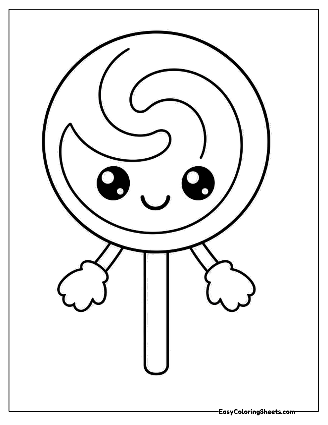 Swirl lollipop with a happy face and little arms