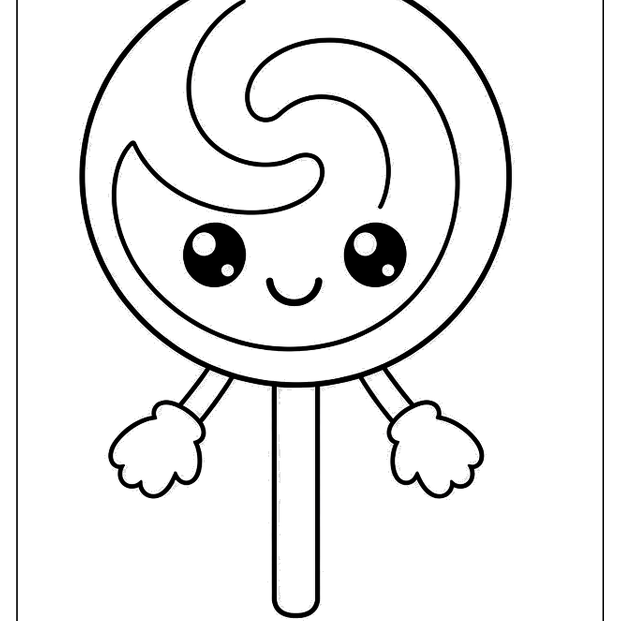 Swirl lollipop with a happy face and little arms