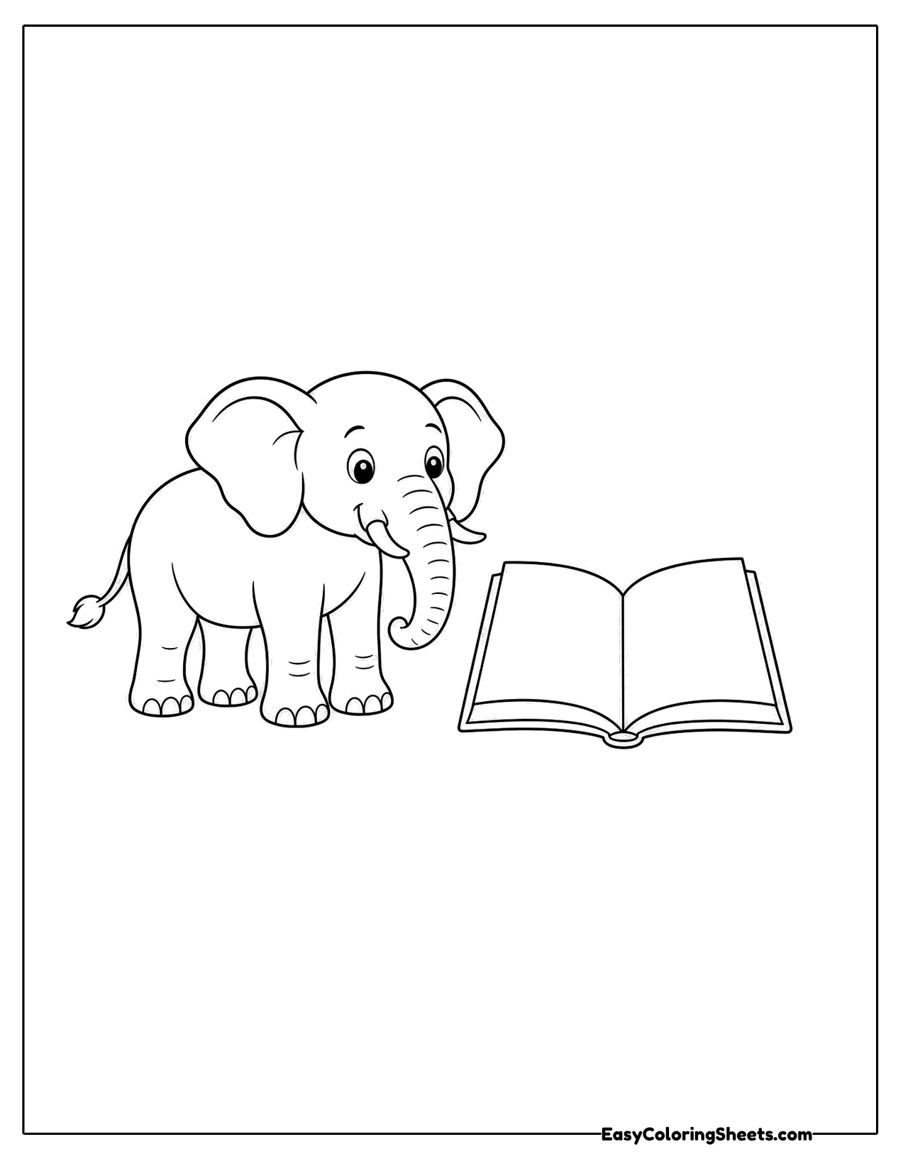 Elephant reading an open book