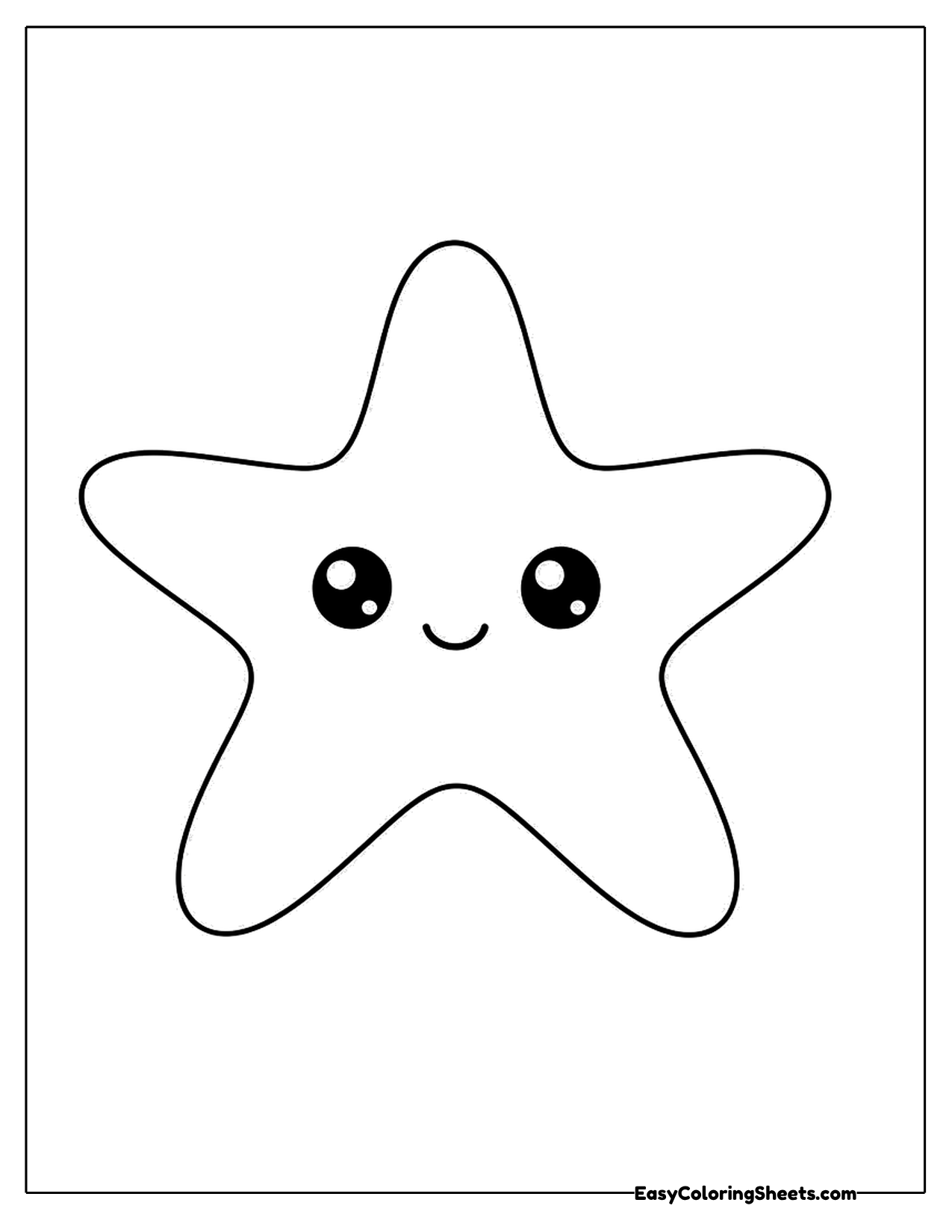 Simple starfish with a sweet face and five arms