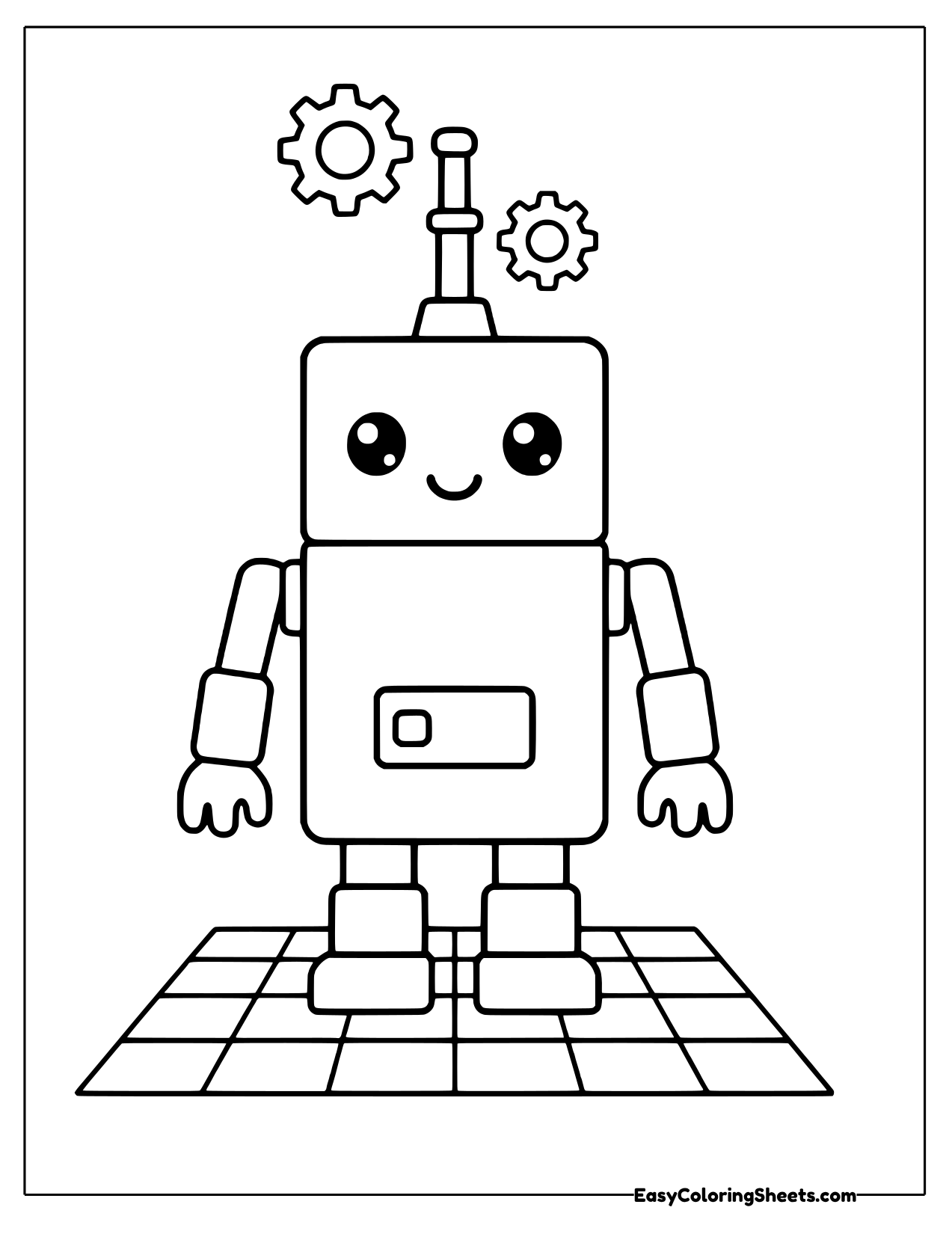 Robot with a tall antenna and gears