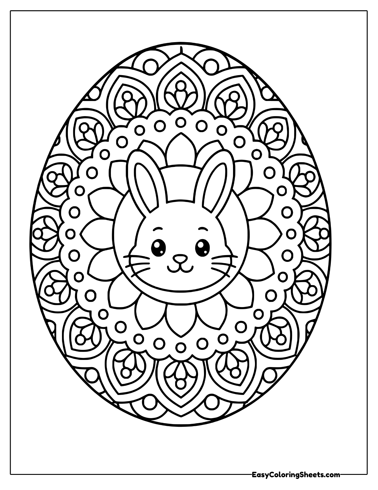 Oval mandala with a bunny face