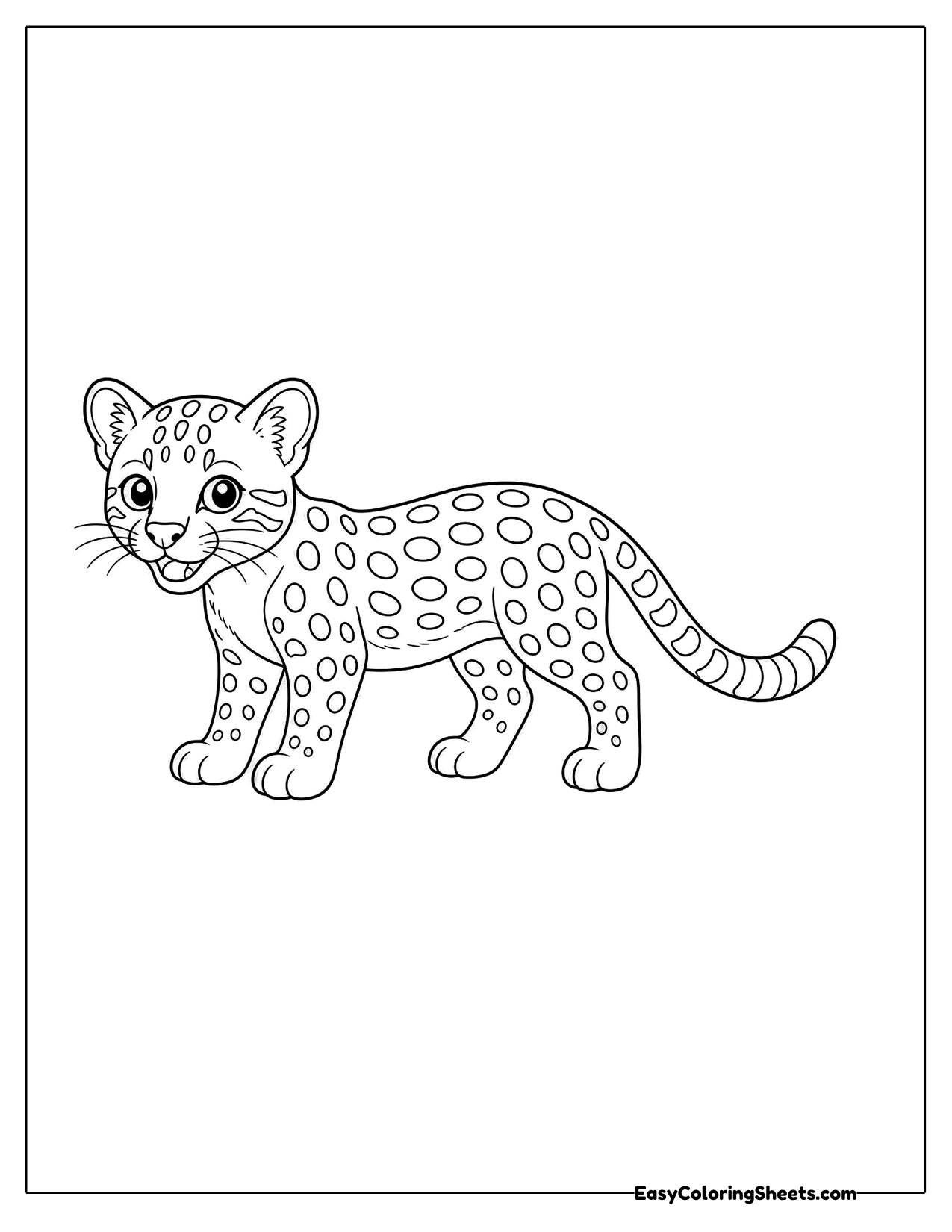 Cute ocelot walking sideways