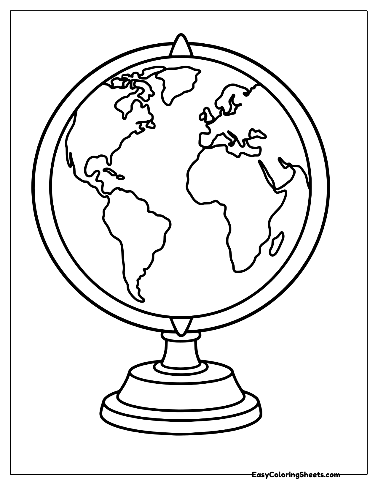 Earth globe with a meridian ring